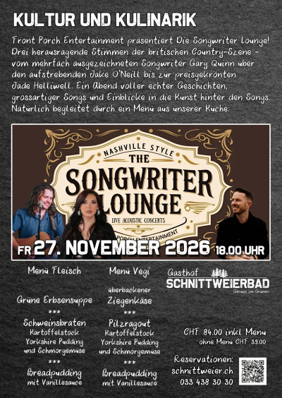 The Songwriter Lounge - Livemusik aus Grossbrittanien The Songwriter Lounge - Livemusik aus Grossbrittanien