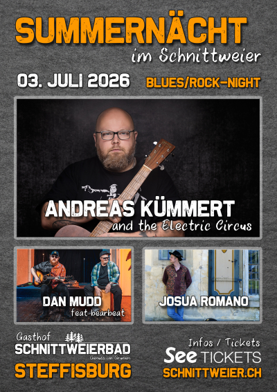 Summernächt im Schnittweier Blues/Rock Night mit Andres Kümmert Summernächt im Schnittweier Blues/Rock Night mit Andres Kümmert